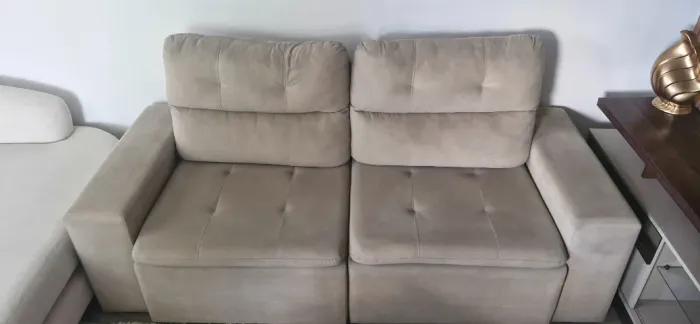 Sofá Cama dois lugares, Bege.