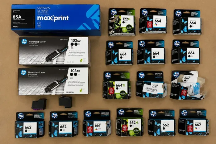 Lote Cartuchos e Toners HP Originais + Maxprint