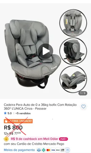 Cadeirinha de Carro Fisher-Price Mass 0 a 36kg (Grupos 0+, 1, 2 e 3) - Cinza