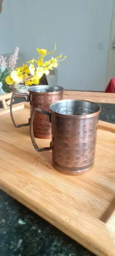 2 canecas de alumínio marrom cromado 