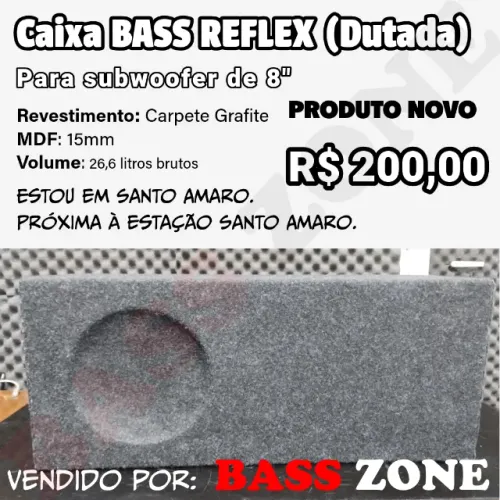 Caixa Subwoofer 8 Polegadas 26,6L Grafite
