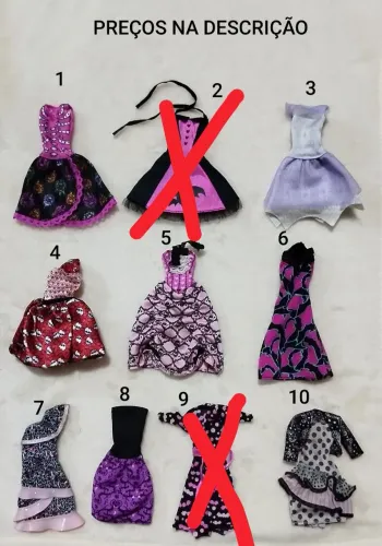 Roupas para bonecas Monster High variadas.( LEIA A DESCRIÇÃO)