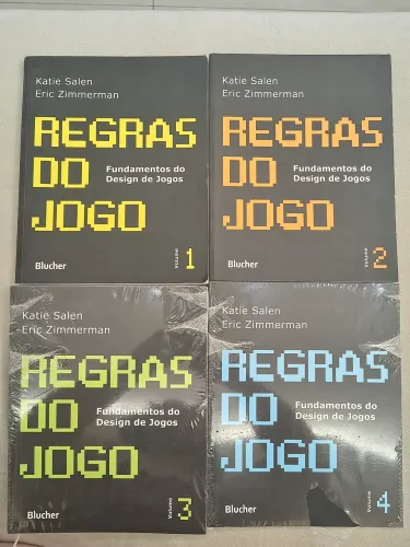 4 volumes de Regras do jogo de Katie Salen e Eric Zimmerman