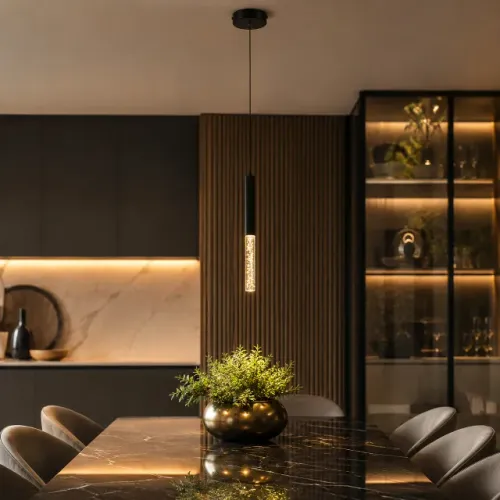 luminaria pendente led decorativa linear slim cristal 31cm