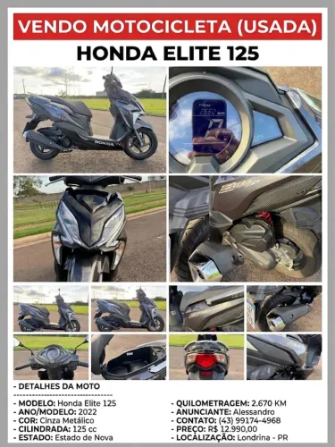 HONDA ELITE 125 - ESTADO DE ZERO
