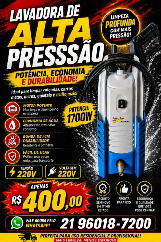 Lavadora de Alta Pressão Schulz 1700w 220v 