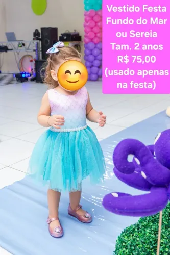 Lindo vestido infantil festa sereia e fundo do mar