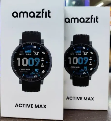 Relógio inteligente Amazfit Active Max Amoled 1,75 Gps 5atm cinza Silicone preto cinza