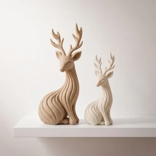 Casal de Cervos Decorativos Minimalista | Decoração Japandi Nórdica | Impressão 3D