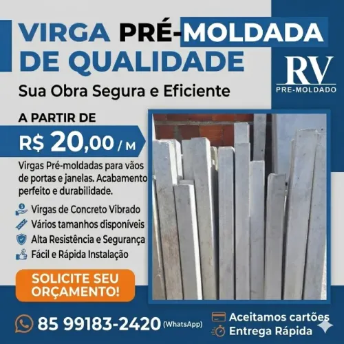Virga / Verga Pré-Moldada para Portas e Janelas - A partir de R$ 20,00/m