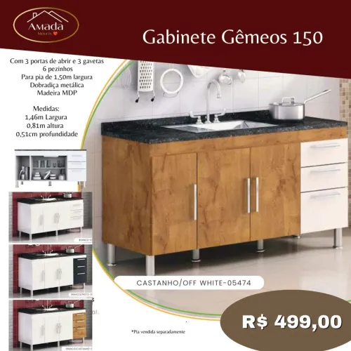 Gabi este de pia gêmeos 1,50m , à pronta entrega 