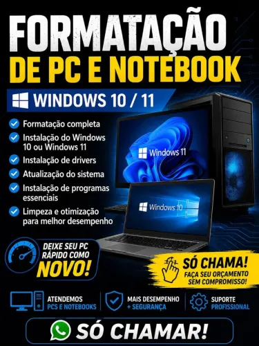 FORMATAÇÃO DE PC E NOTEBOOK - WINDOWS 10 E 11