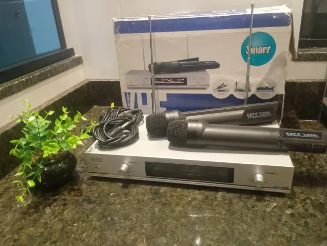 Microfone Duplo Sem Fio Smart MCC-2200 VHF