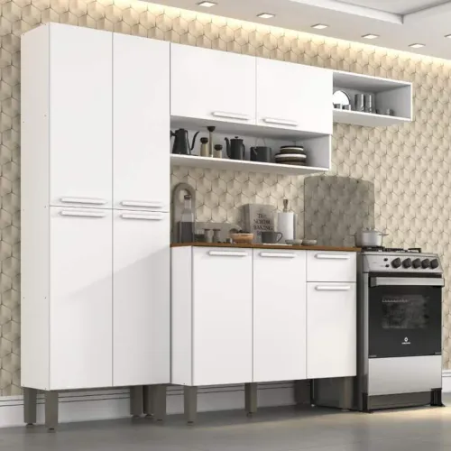 Cozinha Completa Madri Branco e preto, frete Gratis