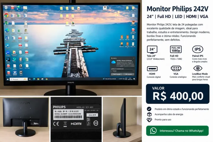 ? Monitor Philips 242V 24? Full HD