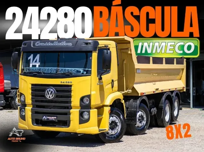 Vw 24.280 Bitruck 8x2 com Caçamba INMECO de 12m³ e Comando Hyva