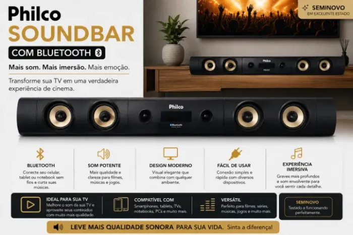 SOUND BAR PHILCO COM BLUETOOTH - SEMINOVA