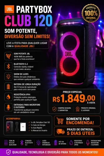 ? JBL PartyBox Club 120 - NOVA E LACRADA