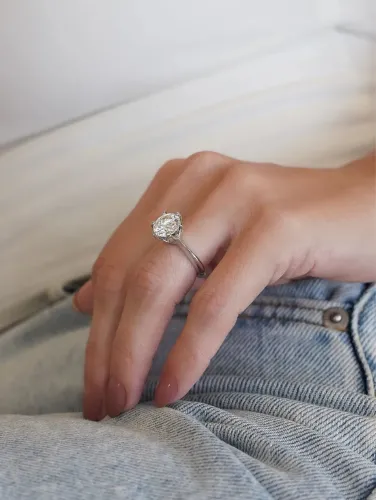 Anel Solitário Moissanite 3CT Prata 925. Tamanho 12.