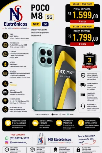 Smartphone Xiaomi Poco M8 5g Global 512gb 8GB Ram Dual Sim Tela 6.77" - Preto