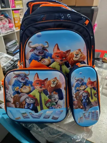 Mochila Zootopia Kit 3 Peças Mochila Lancheira e Bolsinha de Canetas