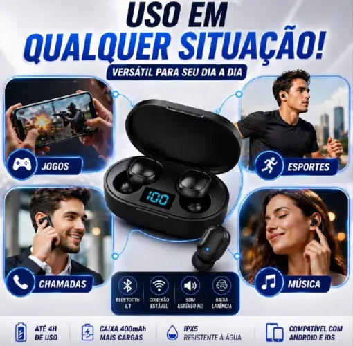 Fone de ouvido Bluetooth