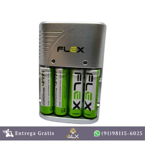 Carregador de Pilhas + 4 Pilhas Aa 2900mah Bivolt Fxc164p Flex *ENTREGA GRÁTIS*