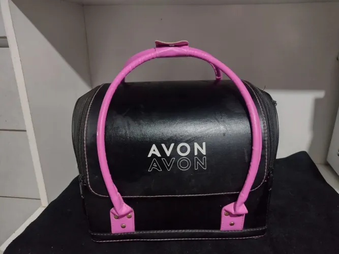Maleta de Maquiagem Avon em couro 