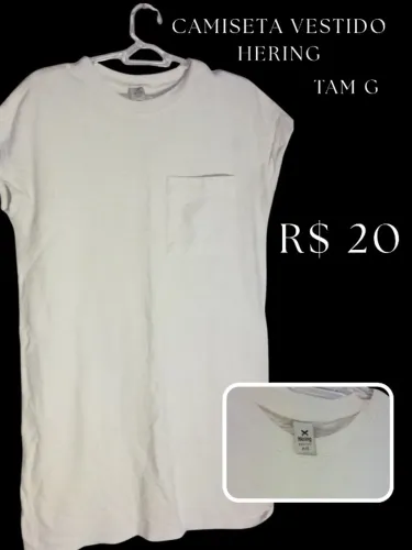 Vestido camiseta Hering branco G