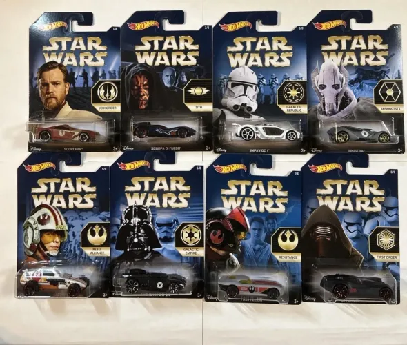 Coleção Completa 2015 Hot Wheels Star Wars Factions - 8 Miniaturas Originais Mattel 