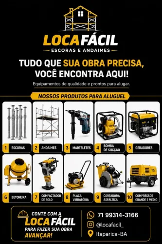Aluguel de equipamentos para construção
