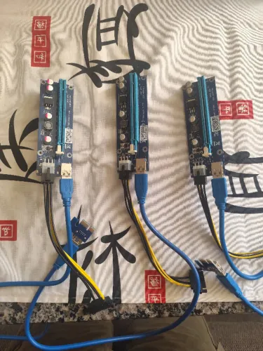 Kit 3 Risers PCI-E 1x a 16x USB 3.0 - Modelo 006C (Mineração/Bancada)