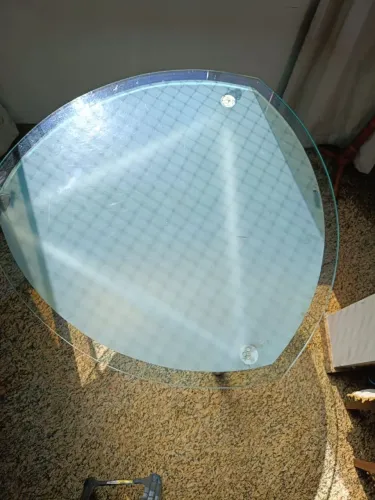 MESA DE VIDRO TEMPERADO COM BASE EM AÇO INOX - DEDIGN ORGÂNICO MODERNO