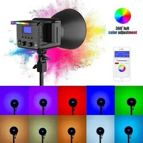 Refletor LED Sokani X100 RGB 100W Preto Luz Branco Neutro Dimerizável 2800K-10000K