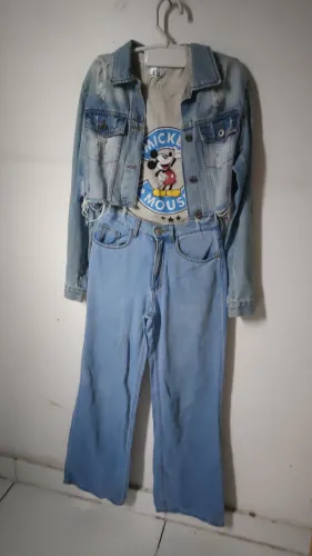 Lokde calça jeans pantalona , jaqueta e blusas novinhas t.36