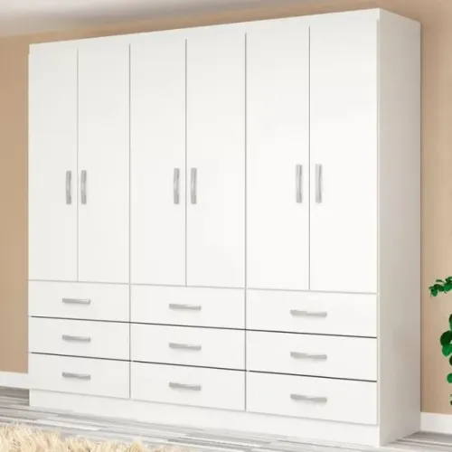 Guarda Roupa Bérgamo 6Pts 9Gvs Evidência Branco - Entrega Rápida!