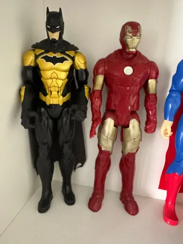 Kit 7 Bonecos Grandes de Super-Heróis - Batman, Homem-Aranha, Superman e +