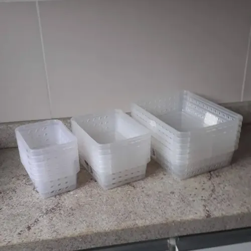 Kit 18 Cestos Organizadores Transparentes Multiuso - NOVOS + FRETE GRÁTIS