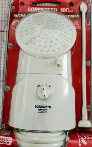 Chuveiro Lorenzetti Ducha Top Jet 220V - Branco na embalagem.