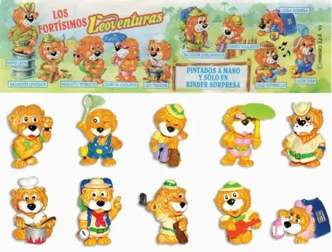 Kinder Ovo Leoventuras - Leõezinhos Miniaturas - Completo + Acessórios + Encarte Papel