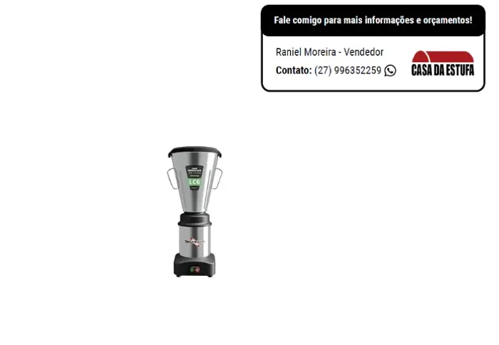 Liquidificador 6 L Comercial Inox, Copo Monobloco Inox Skymsen LC6