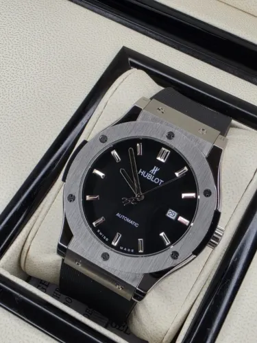 Relogio Hublot Classic Fusion Prata c/ Preto Automatico LINHA PREMIUM AAA+ EM 10X SEM JURO