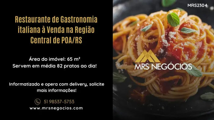 Restaurante de Gastronomia italiana à Venda na Região Central de POA/RS