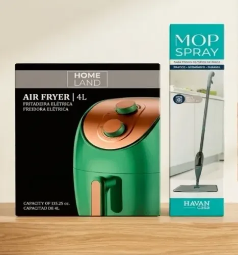 COMBO FACILIDADE: Air Fryer 4L + Mop Spray Havan