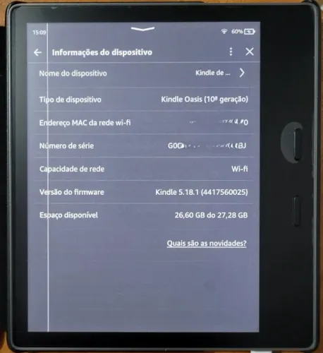 Leitor Kindle Oasis 10ª Geração 32GB Amazon e-reader