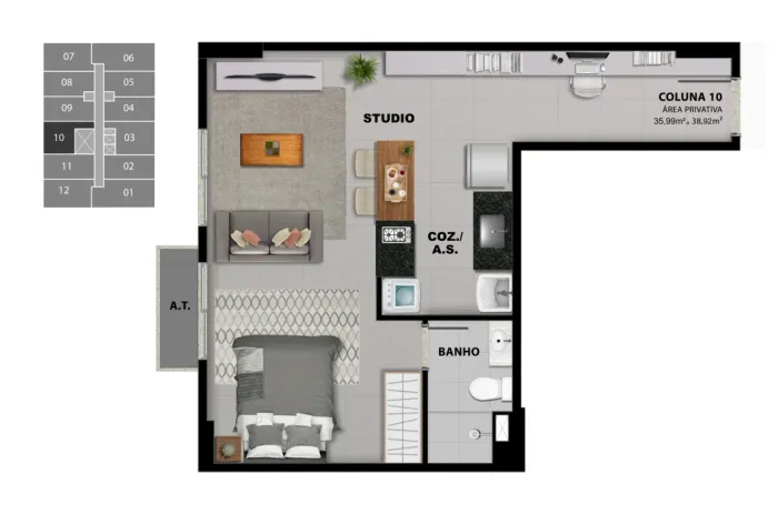 Studio em Jardim Camburi - Vitória ES