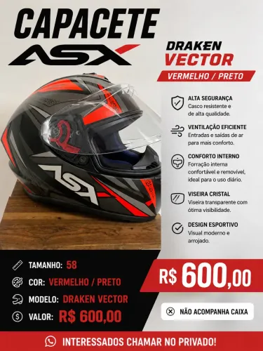 Capacete ASX vermelho