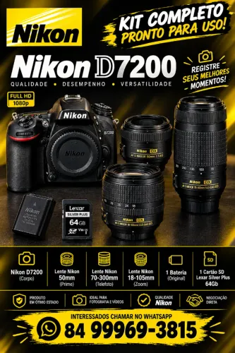 Kit completo Nikon D7200 com Lentes