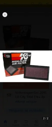 Filtro de AR K&N importado Pulse 1.0T Fastback 1.0T e Strada 1.0To original