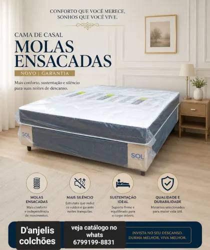 Cama casal em 10 X $170.00 cartão de crédito molas ensacadas